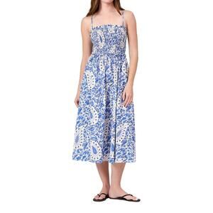 NEW LIVRO smocked dress in steel paisley